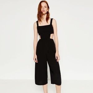 Zara Black Cutout Culotte Jumpsuit